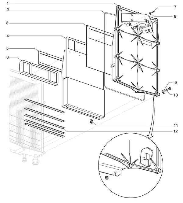 Exploded view Intergas Prestige CW6: Branderunit voorplaat met inbusbout en