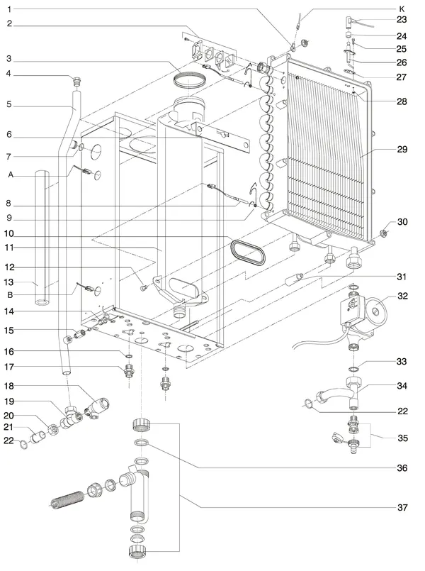 Exploded view Intergas Prestige CW6: Wisselaar