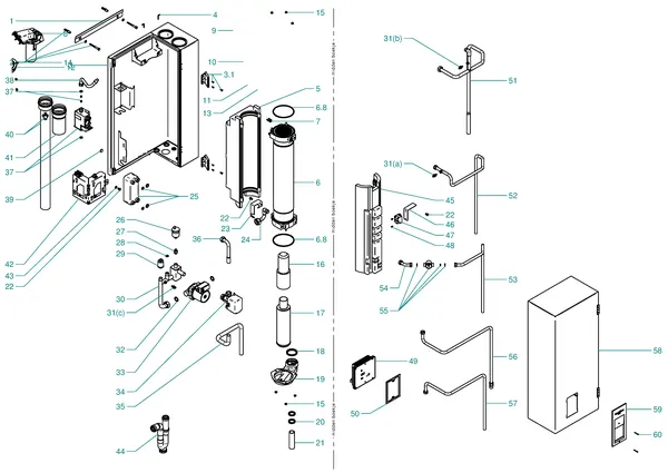 Exploded view Itho Daalderop CombinAir 2.5/24/33: Totaaloverzicht