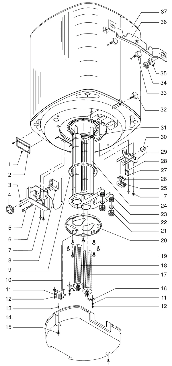 Exploded view Itho Daalderop Duo Afstand 80: Overview