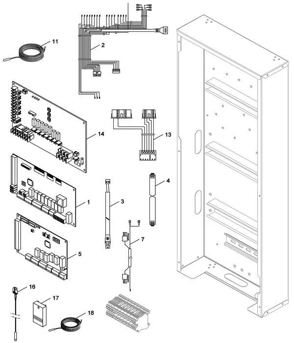 Exploded view Nefit (Bosch) A/W indoor unit 16.0 E: Control box