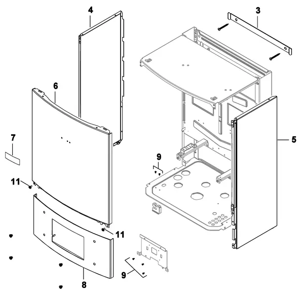 Exploded view Nefit (Bosch) Monoblock IDU 5-9 B: Casing