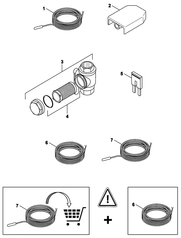 Exploded view Nefit (Bosch) Monoblock IDU 5-9 E: Connection parts