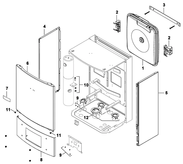 Exploded view Nefit (Bosch) Monoblock IDU 5-9 E: Casing