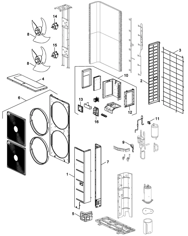 Exploded view Nefit (Bosch) ODU Split 15s: Totaaloverzicht