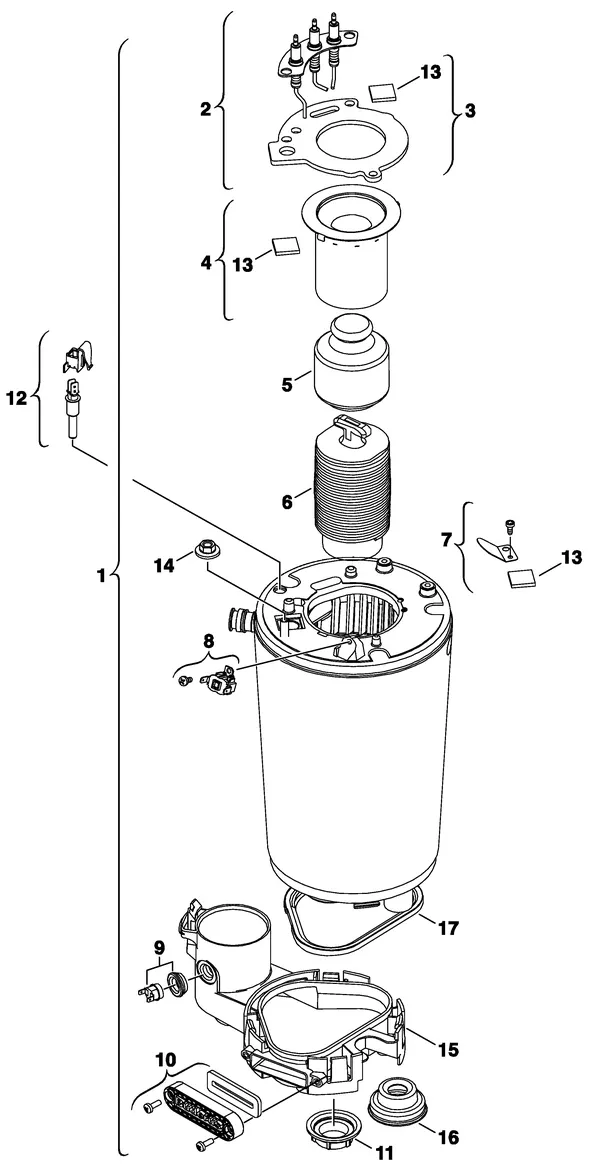 Exploded view Nefit (Bosch) BaseLine HRC24 CW3: Heat exchanger