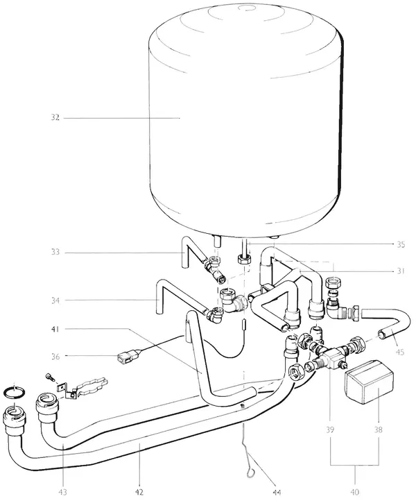 Exploded view Nefit (Bosch) Ecomfit H: Boiler and pipes