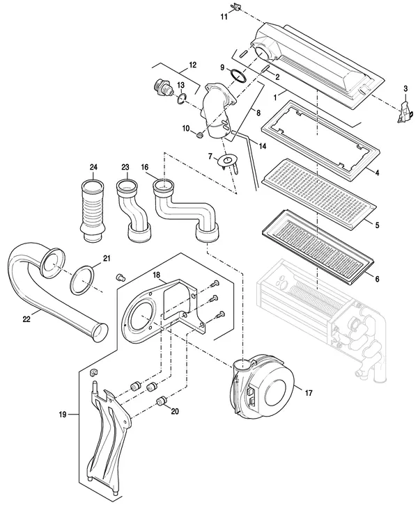 Exploded view Nefit (Bosch) EcomLine Classic HRC 22H: Gas ventilator