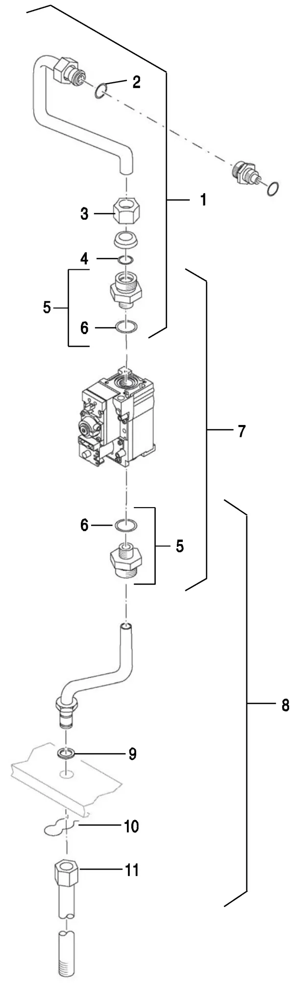 Exploded view Nefit (Bosch) EcomLine Classic HRC 22H: Gasblok