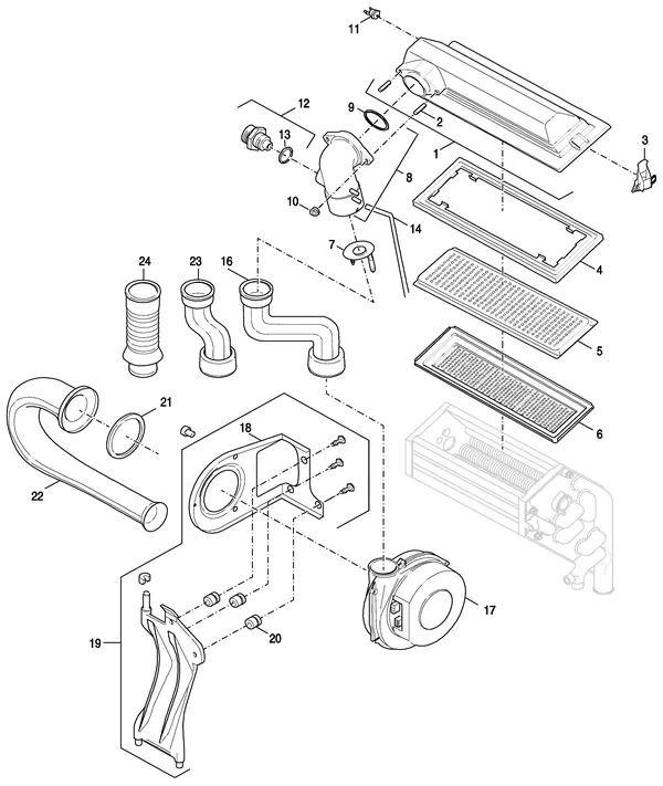 Exploded view Nefit (Bosch) EcomLine Excellent HRC 22V: Brander ventilator