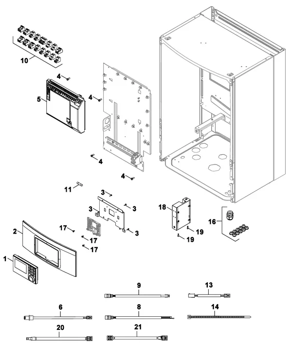Exploded view Nefit (Bosch) Monoblock IDU 13-17 E: Electrics