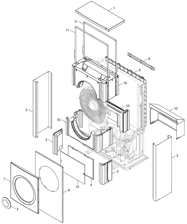 Exploded view Nefit (Bosch) Monoblock ODU 5 S: Casing