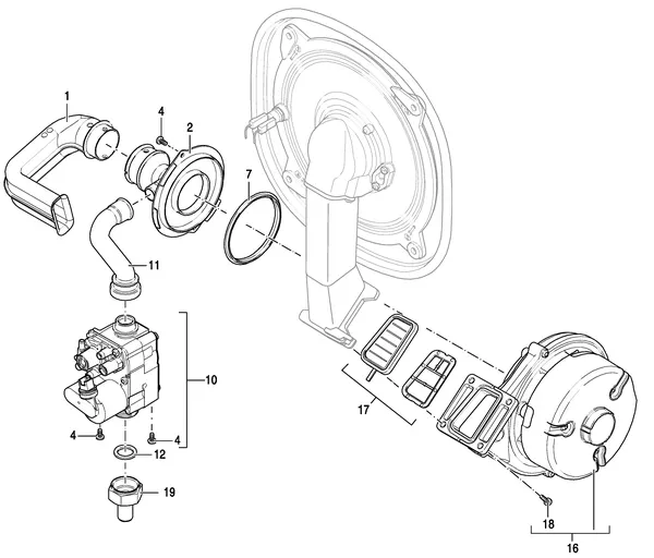 Exploded view Nefit (Bosch) ProLine NxT HRC 24 CW4: Gas ventilator