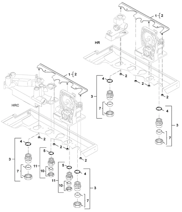 Exploded view Nefit (Bosch) SmartLine Basic HR 24: Aansluitdelen
