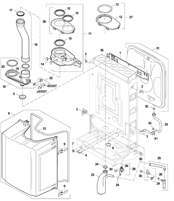 Exploded view Nefit (Bosch) SmartLine Basic HR 24: Frame