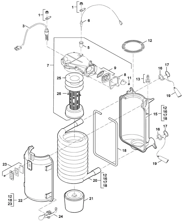 Exploded view Nefit (Bosch) SmartLine HRC 24 CW3: Heat exchanger