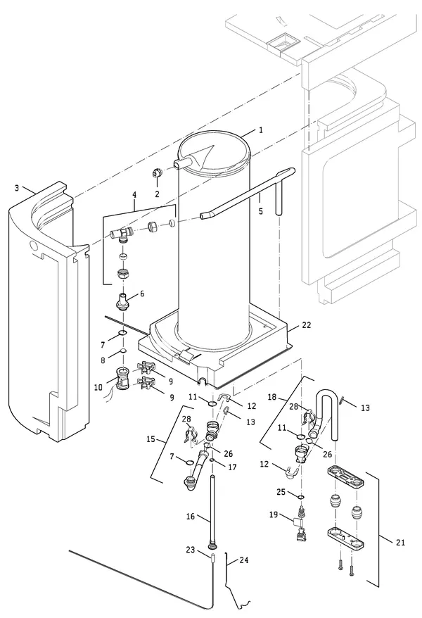 Exploded view Nefit (Bosch) TopLine Aquapower HRC 45 CW6 II: Boiler