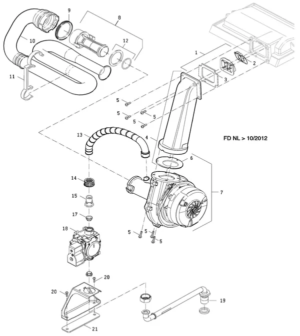 Exploded view Nefit (Bosch) TopLine Aquapower HRC 45 CW6 II: Gasregelblok