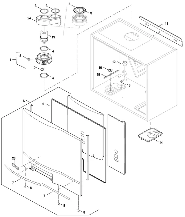 Exploded view Nefit (Bosch) TopLine Aquapower HRC 45 CW6 II: Mantel