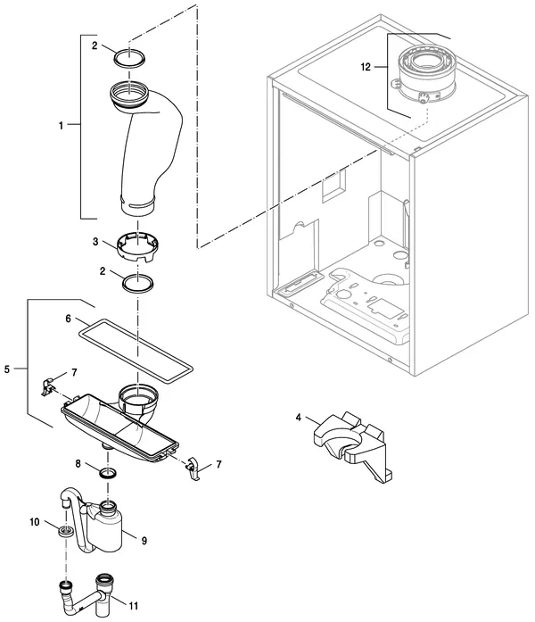 Exploded view Nefit (Bosch) TopLine Aquapower+ HRC 25 CW6 II: Rookgasafvoer