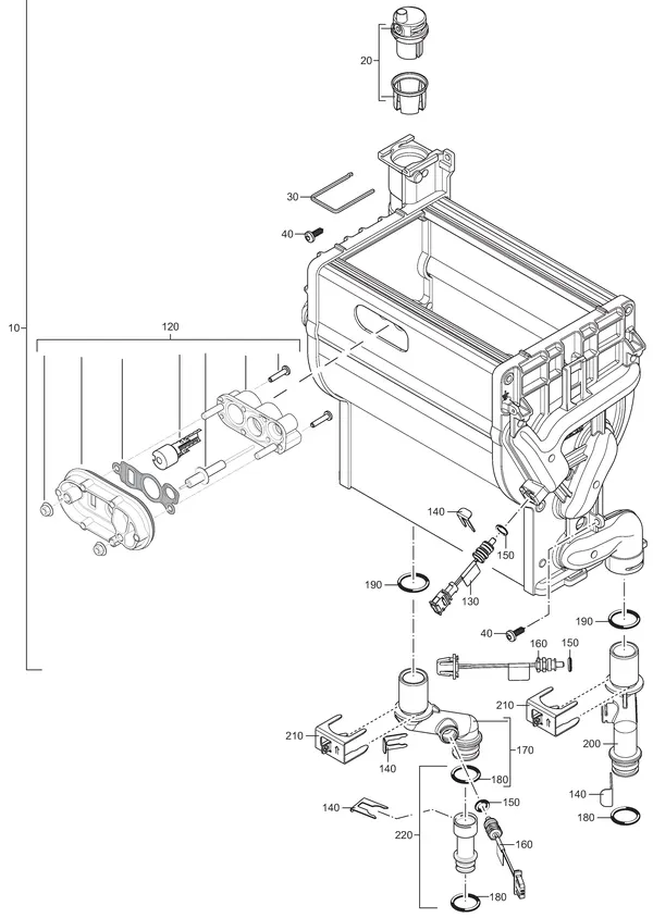Exploded view Nefit (Bosch) TopLine HR 25: Heat exchanger