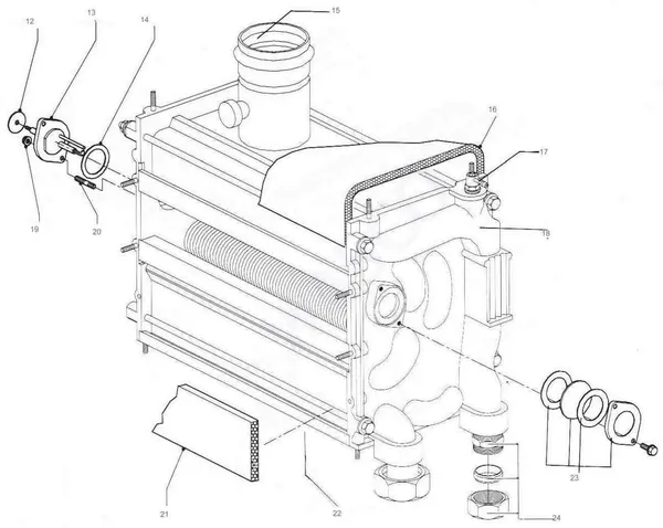 Exploded view Nefit (Bosch) Turbo 21C: Heat exchanger