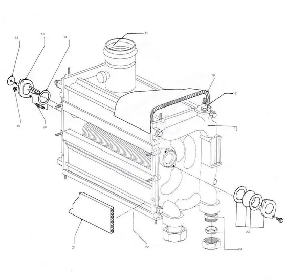 Exploded view Nefit (Bosch) Turbo 32: Heat exchanger