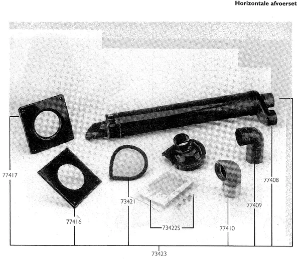 Exploded view Nefit (Bosch) Turbo 90 HR21: Horizontale afvoerset
