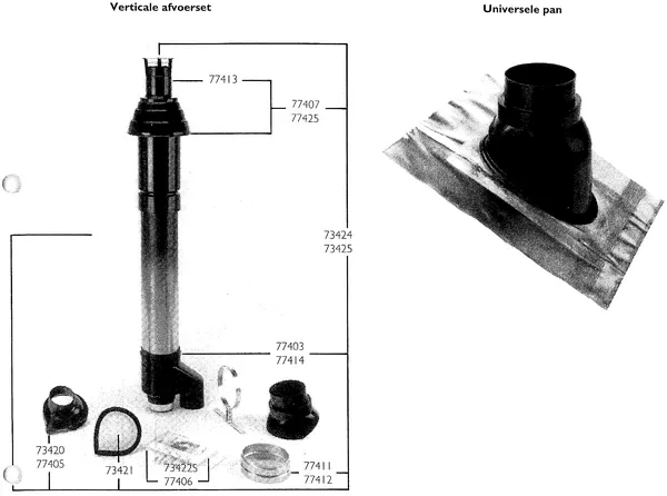 Exploded view Nefit (Bosch) Turbo 90 HR21: Verticale afvoerset