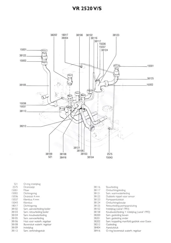 Exploded view Nefit (Bosch) VR 2520S Combi: Pipes