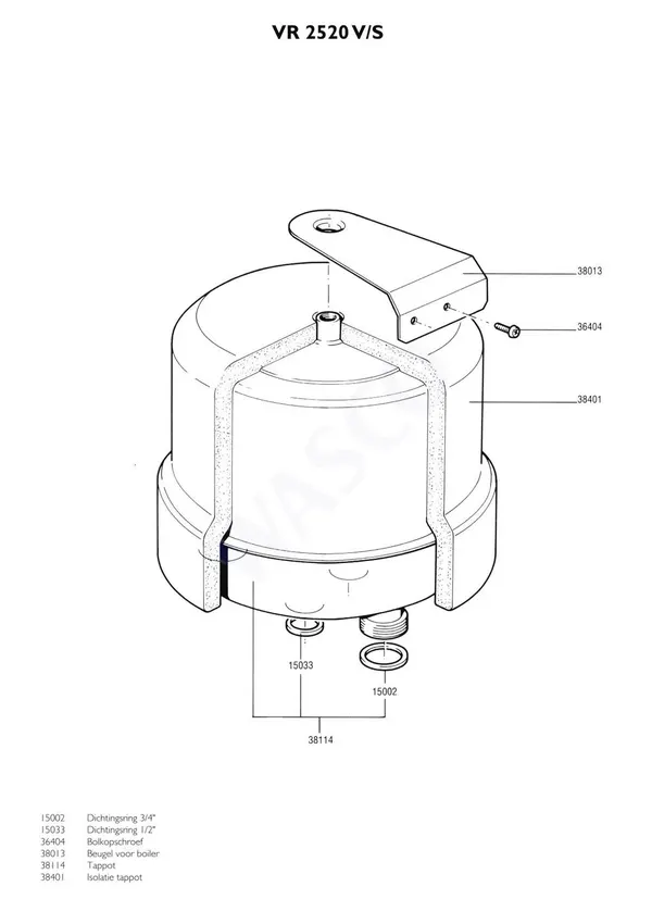 Exploded view Nefit (Bosch) VR 2520V Combi: Tappot