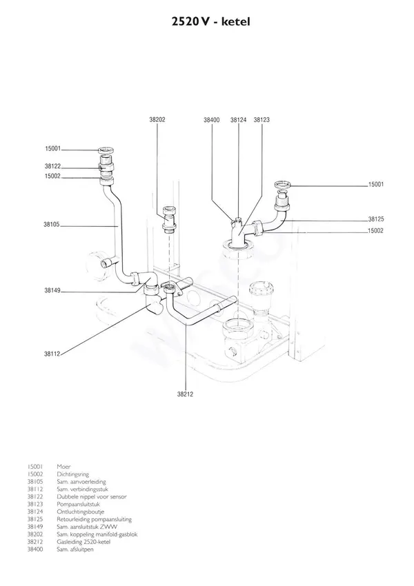 Exploded view Nefit (Bosch) VR 2520V Boiler: Pipes