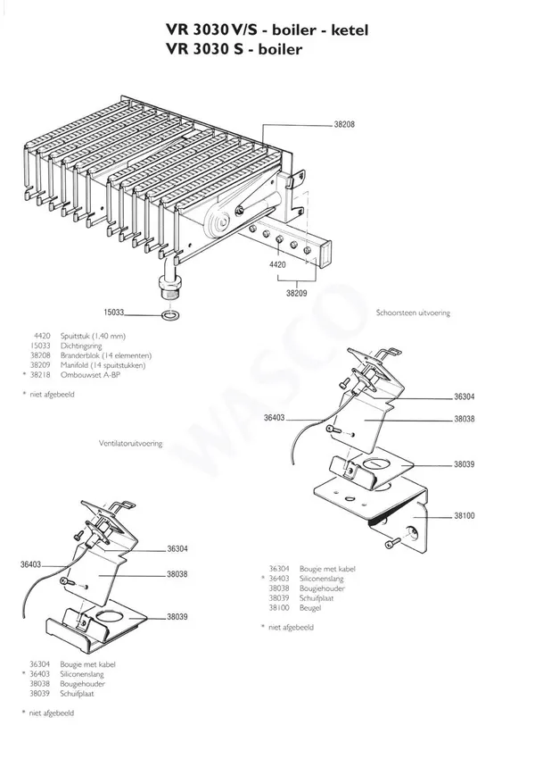 Exploded view Nefit (Bosch) VR 3030V Combi: Brander