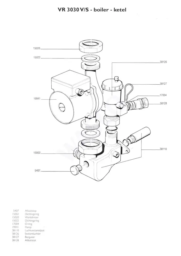 Exploded view Nefit (Bosch) VR 3030V Combi: Pomp
