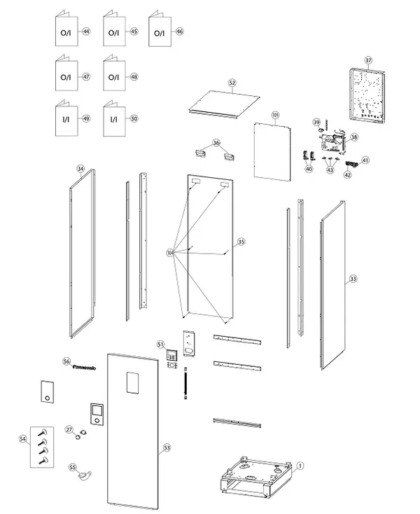 Exploded view Panasonic WH-ADC1216H6E5: Casing parts