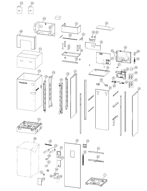 Exploded view Panasonic WH-ADF0309J3E5CM: Casing parts