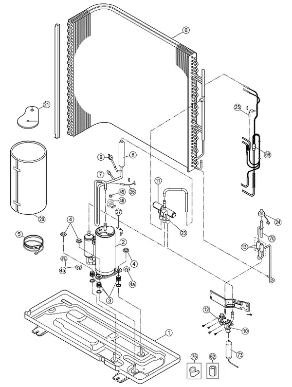 Exploded view Panasonic WH-MDC05F3E5: Buitenunit