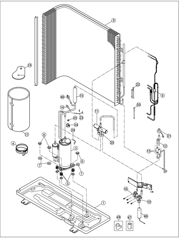 Exploded view Panasonic WH-MDC09H3E5: Refrigerant system