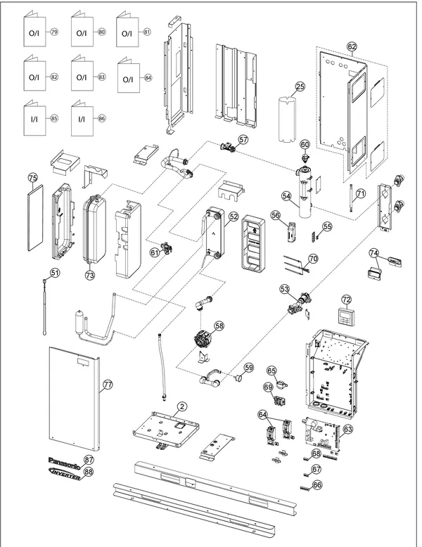 Exploded view Panasonic WH-MDC09H3E5: Water system