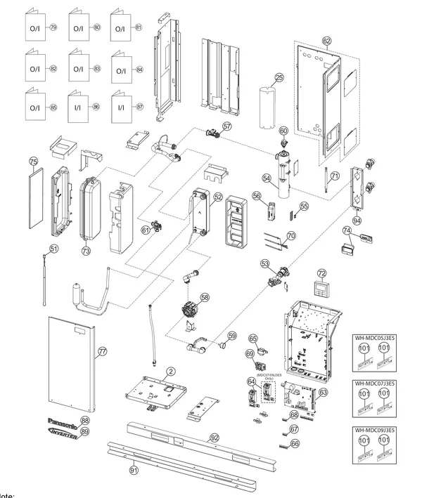 Exploded view Panasonic WH-MDC09J3E5: Water system
