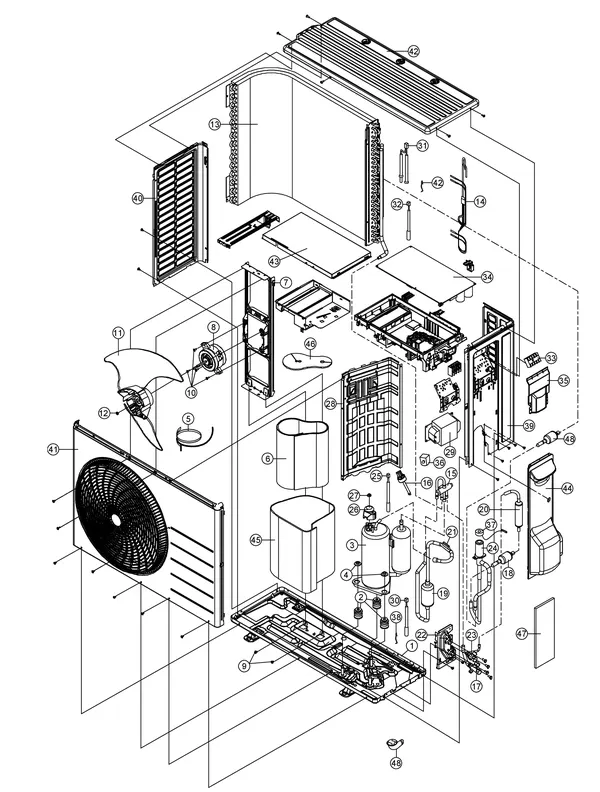 Exploded view Panasonic WH-UD03HE5-1: Outdoor unit