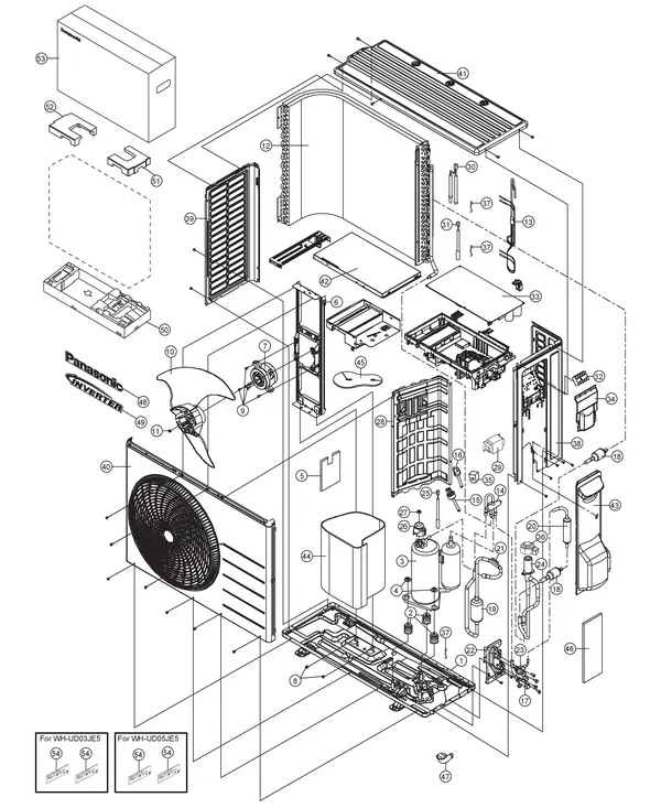 Exploded view Panasonic WH-UD03JE5: Outdoor unit