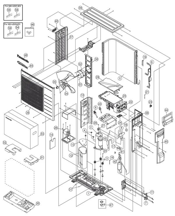 Exploded view Panasonic WH-UD07JE5: Outdoor unit