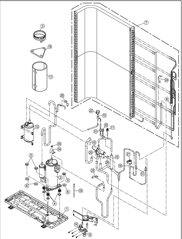 Exploded view Panasonic WH-UD12HE8: Outdoor unit