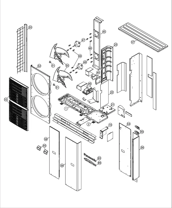 Exploded view Panasonic WH-UQ12HE8: Outdoor unit