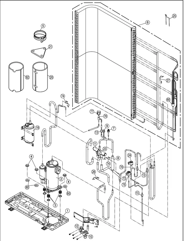 Exploded view Panasonic WH-UX16HE8: Outdoor unit