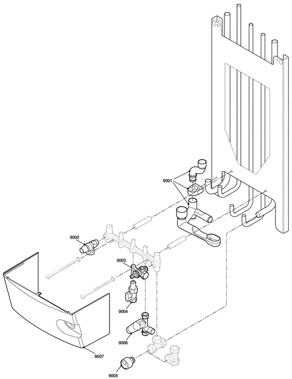 Exploded view Remeha Avanta 35C Combi-CW5: Connection parts