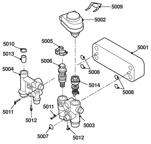 Exploded view Remeha Avanta 35C Combi-CW5: Water side