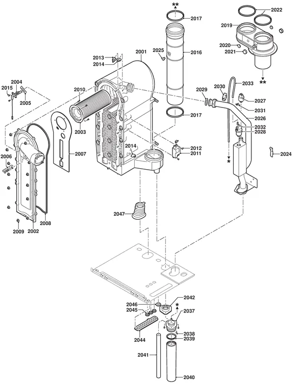 Exploded view Remeha Quinta Pro 115 Solo: Internal mechanism