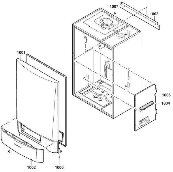 Exploded view Remeha Calenta 40L Combi CW6: Casing